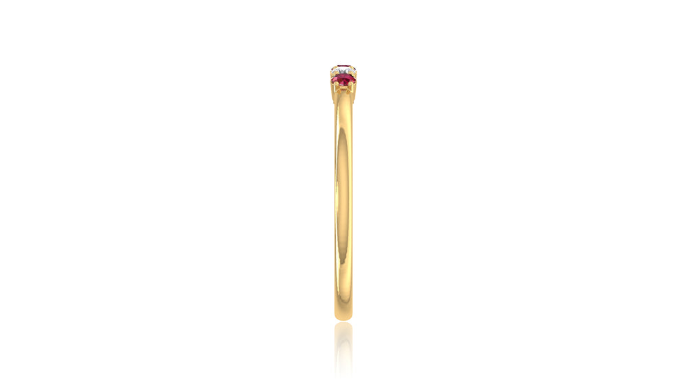 14K Yellow Gold Ruby and Diamond Band Ring
