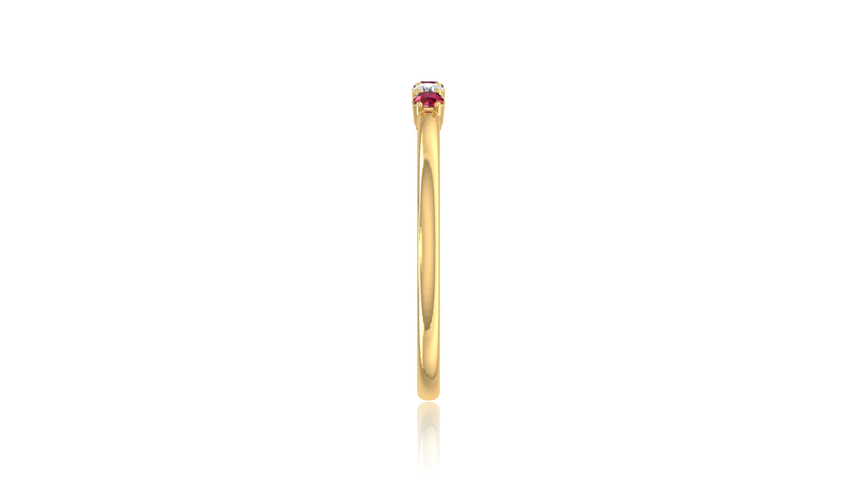 14K Yellow Gold Ruby and Diamond Band Ring