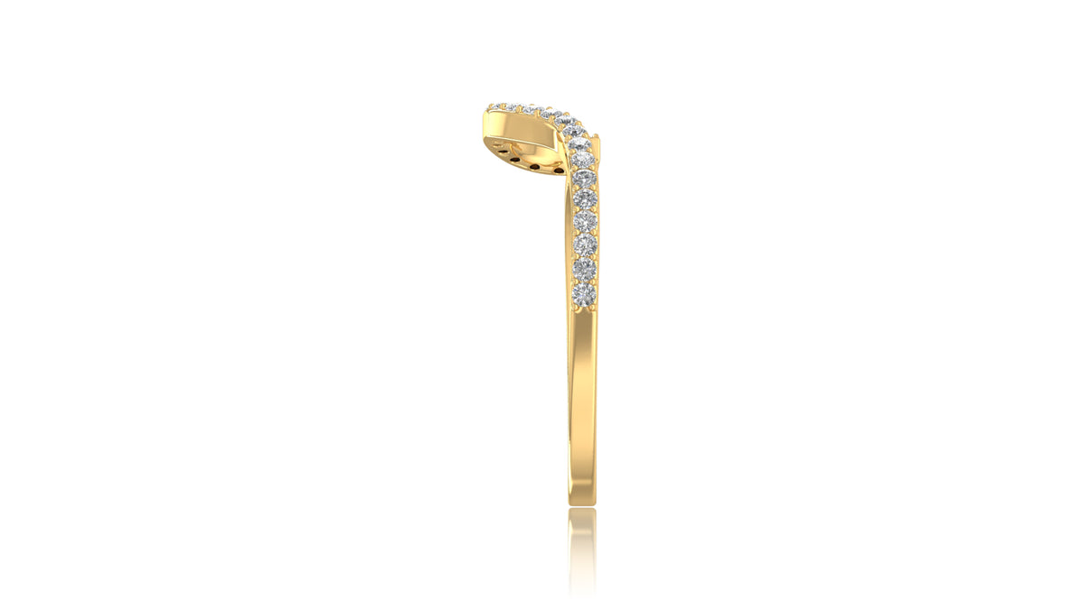 14K Yellow Gold Curved Diamond Band Ring