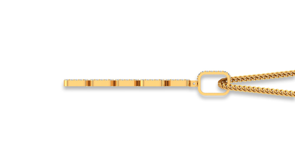 14K Yellow Gold Baguette Diamond Cross Pendant