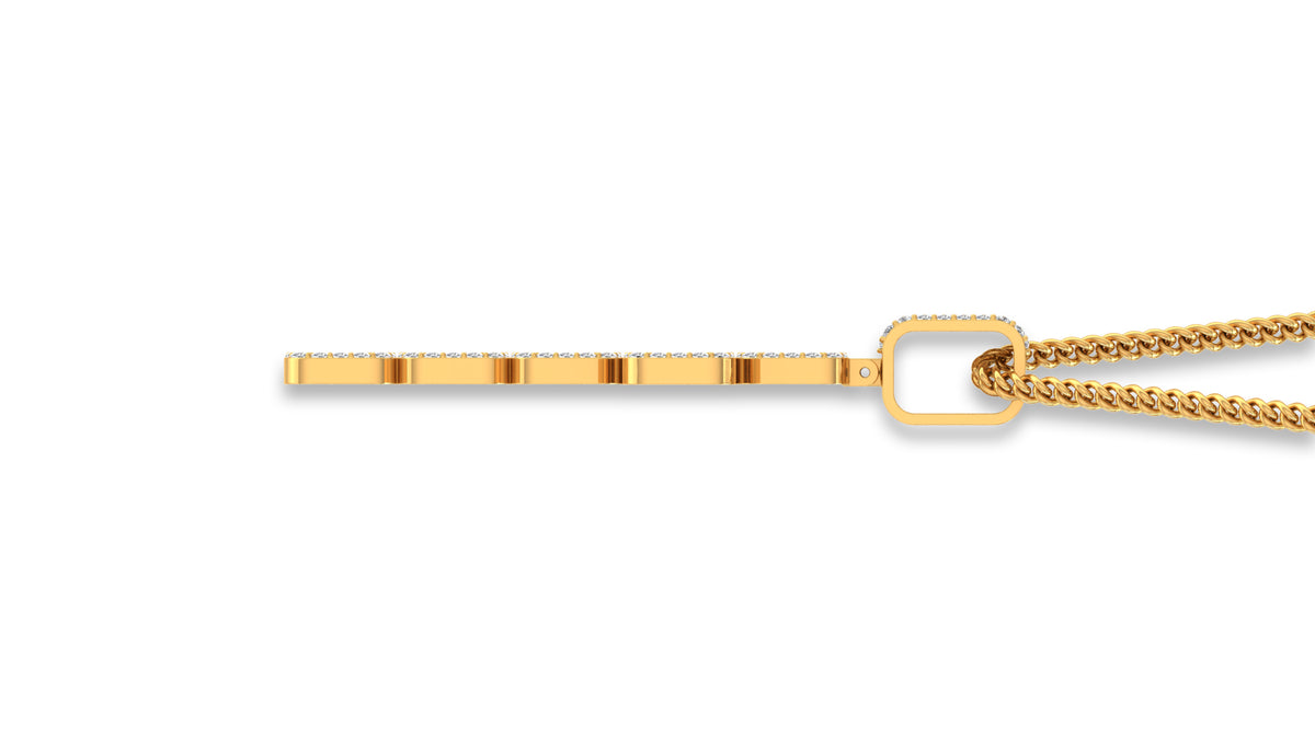 14K Yellow Gold Baguette Diamond Cross Pendant