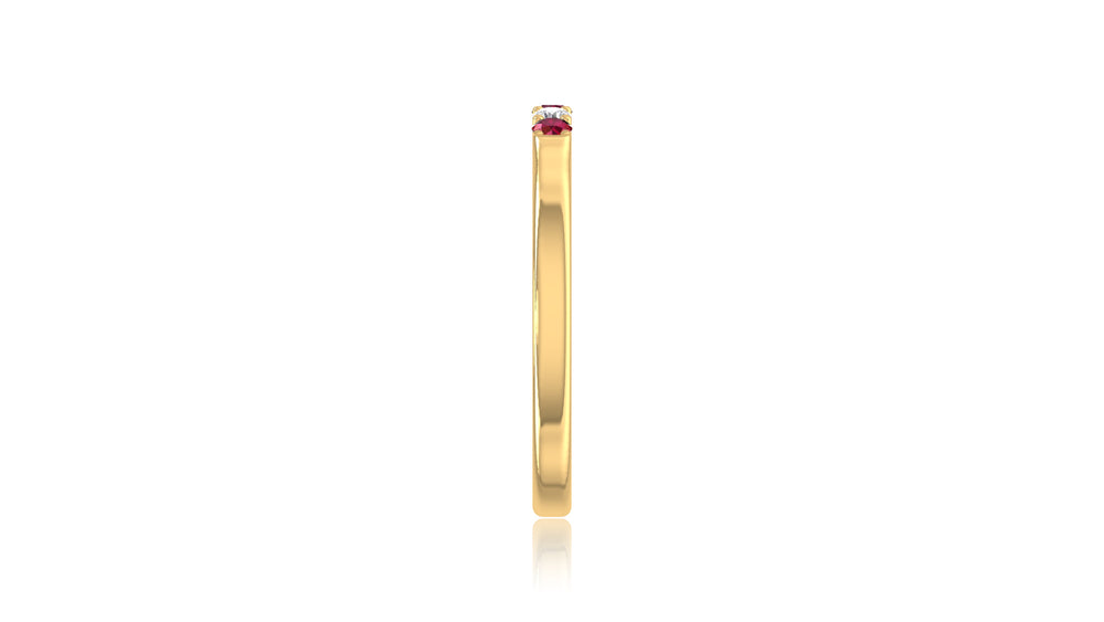 14K Yellow Gold Ruby and Diamond Band Ring