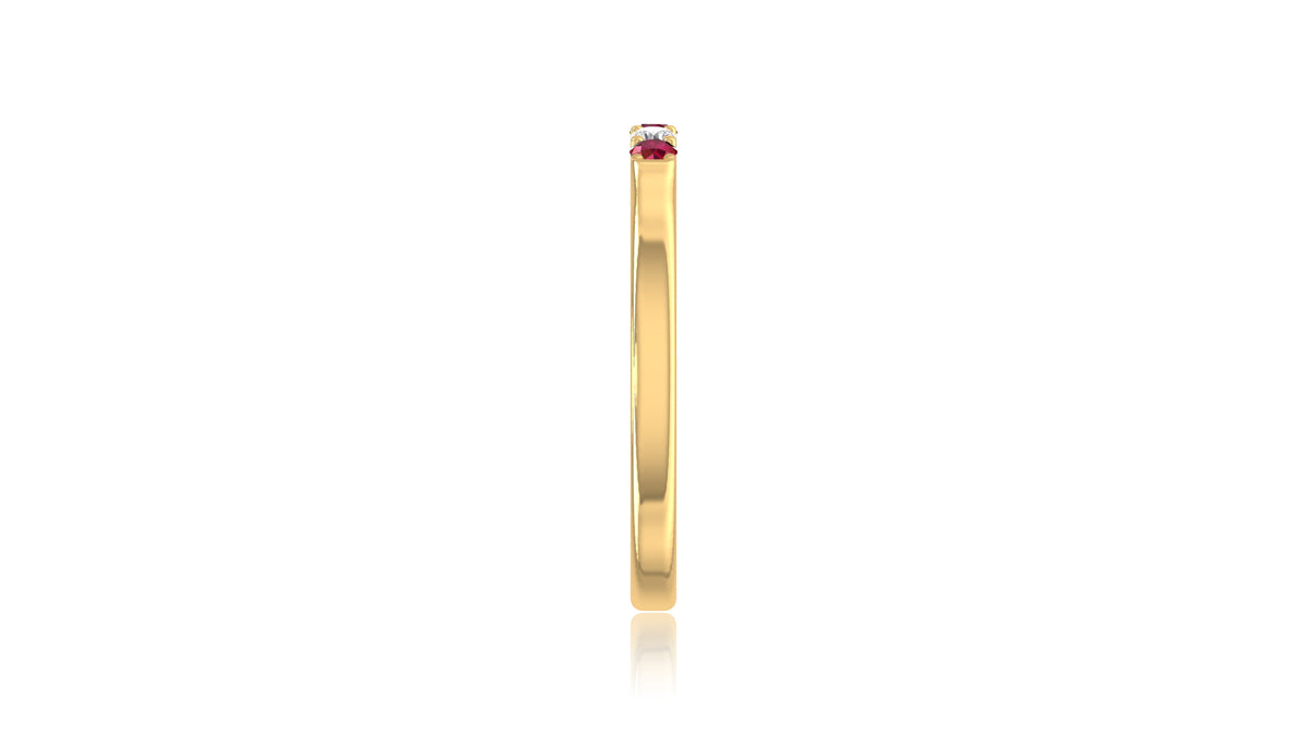 14K Yellow Gold Ruby and Diamond Band Ring