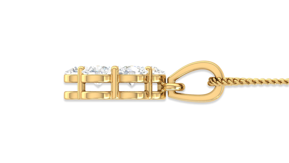 14K Yellow Gold Round Diamond Flower Pendant