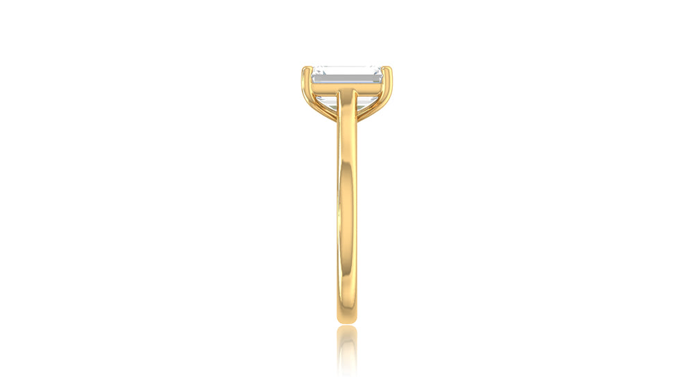 14K Yellow Gold Emerald Cut Diamond Solitaire Ring