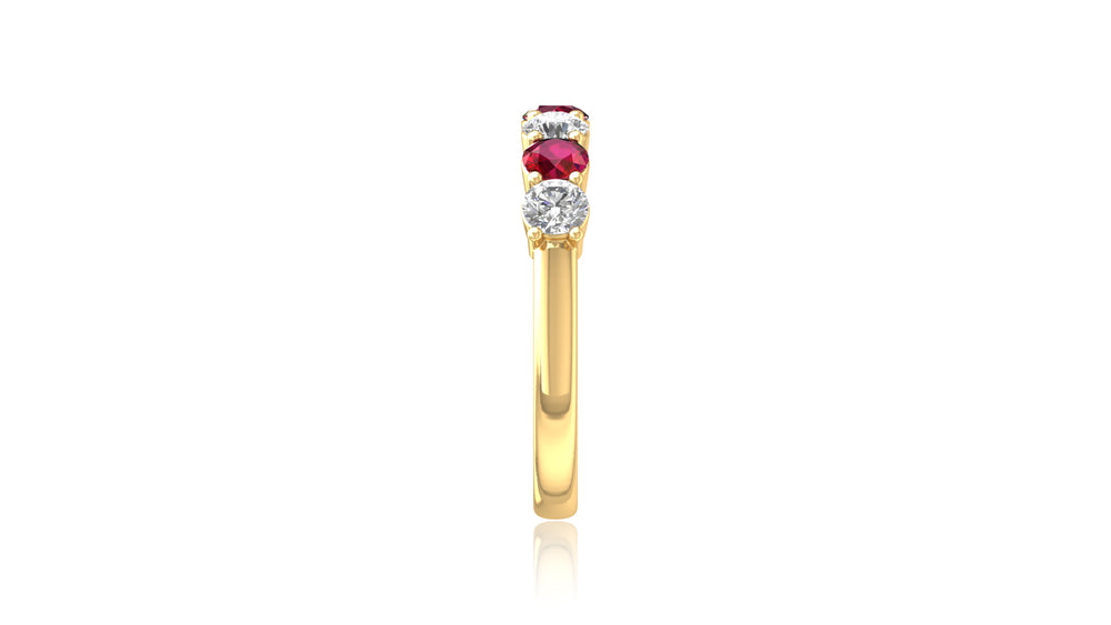 14K Yellow Gold Ruby and Diamond Band Ring