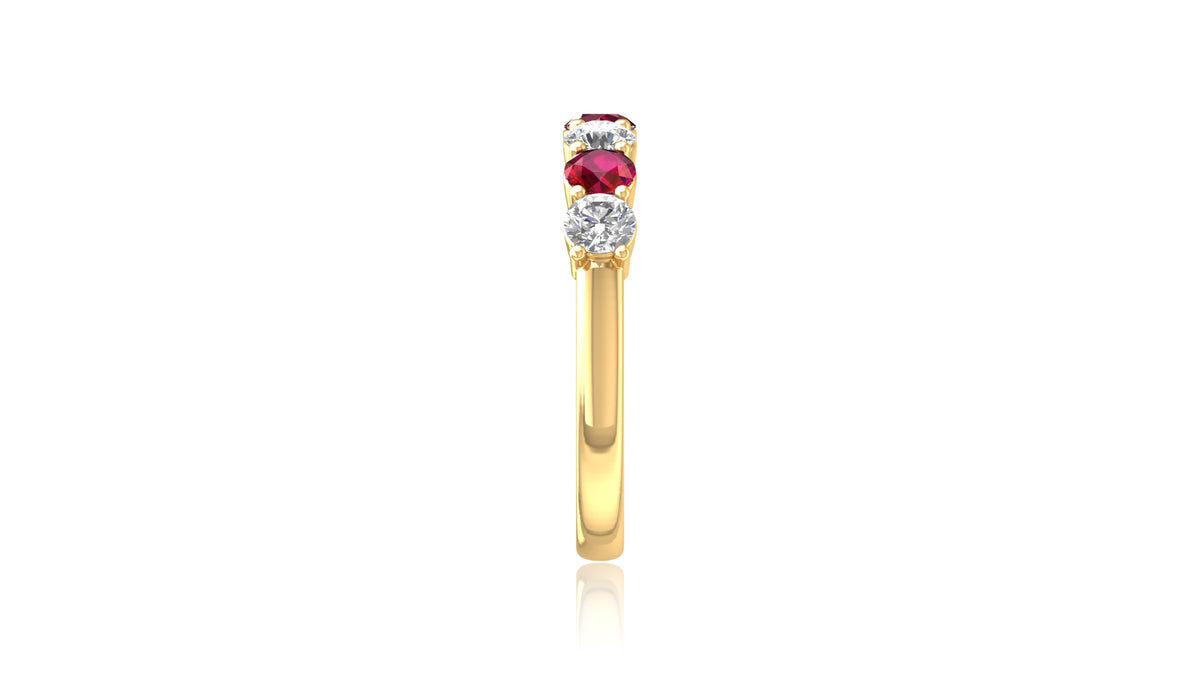 14K Yellow Gold Ruby and Diamond Band Ring