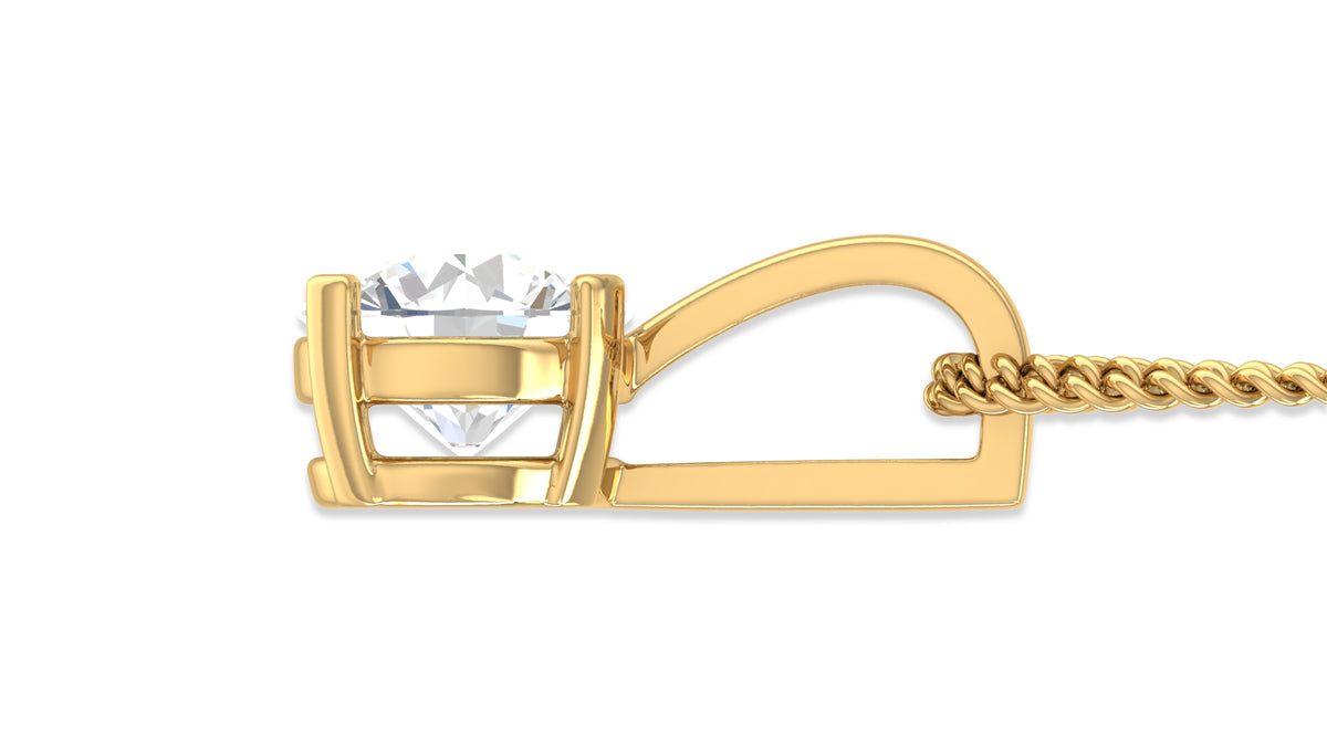 14K Yellow Gold Round Diamond Solitaire Pendant