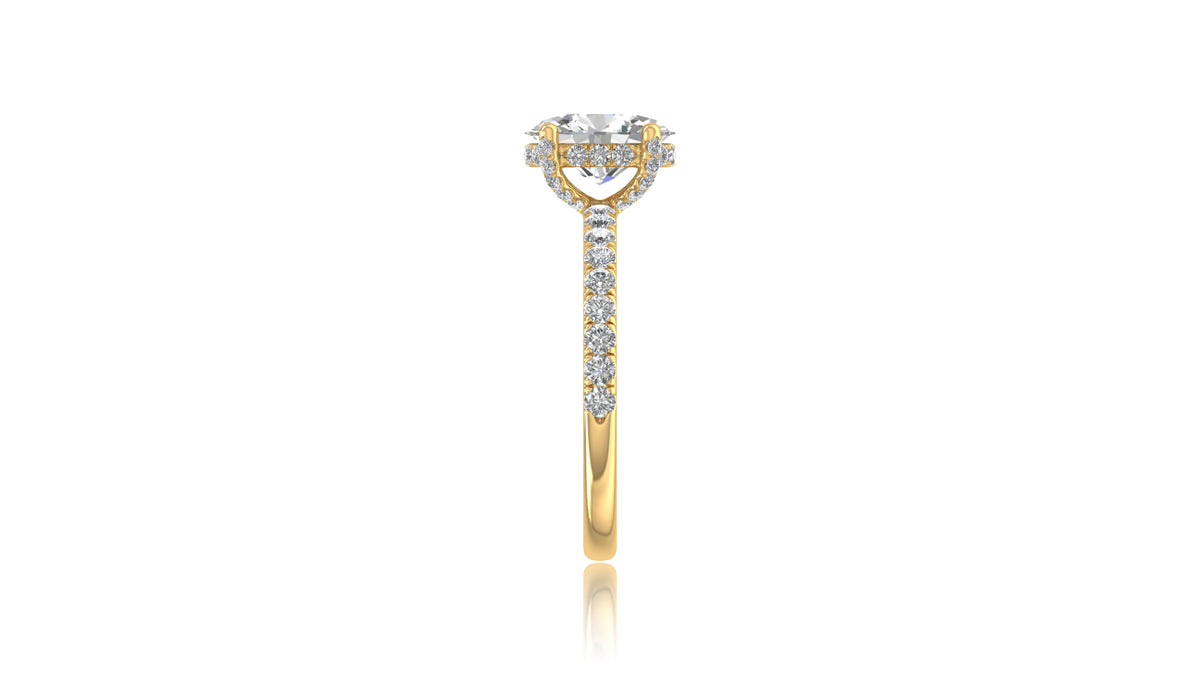 14K Yellow Gold Oval Diamond Engagement Ring