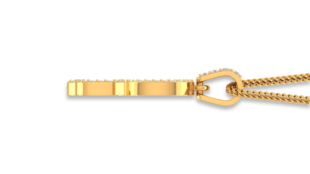 14K Yellow Gold Diamond Hamsa Hand Pendant