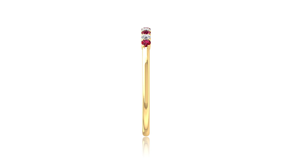 14K Yellow Gold Ruby and Diamond Band Ring