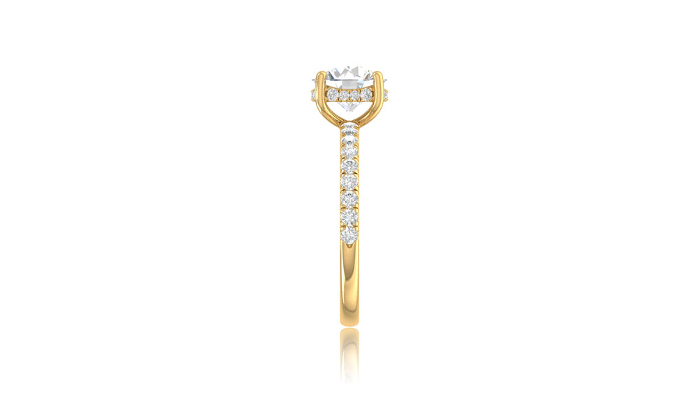 14K Yellow Gold Round Diamond Engagement Ring