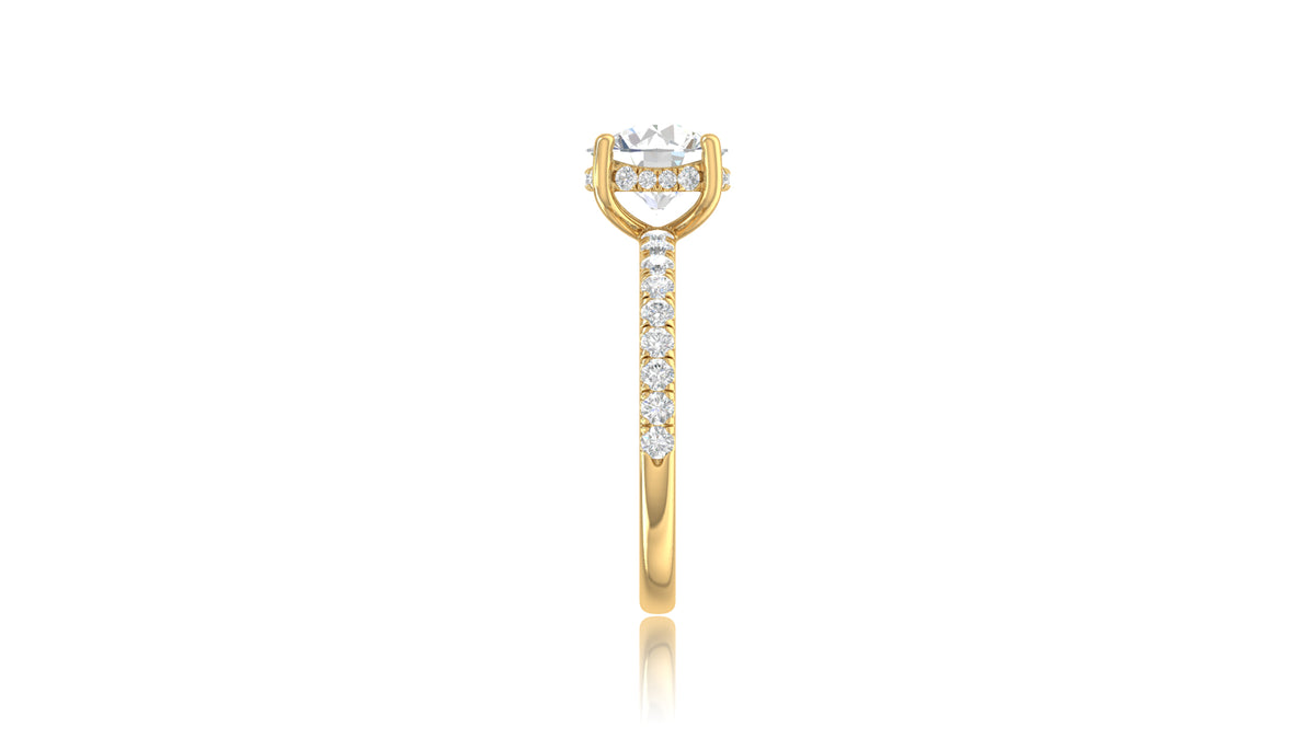 14K Yellow Gold Round Diamond Engagement Ring