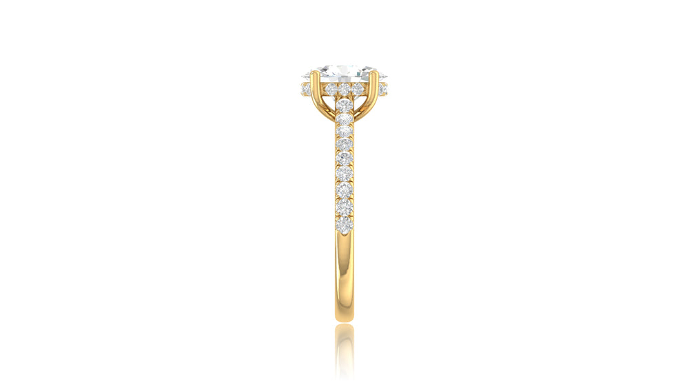 14K Yellow Gold Oval Diamond Engagement Ring