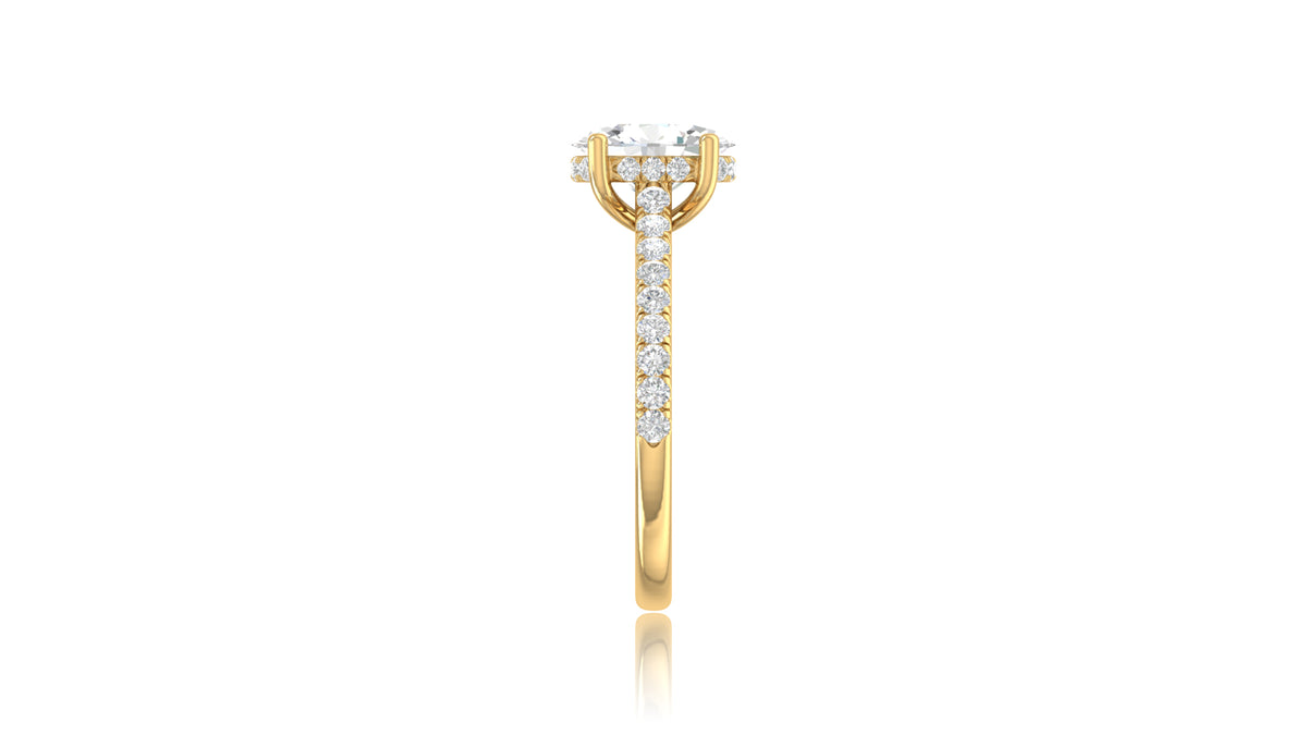 14K Yellow Gold Oval Diamond Engagement Ring