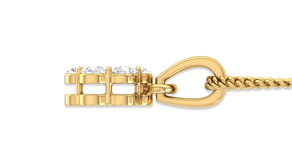 14K Yellow Gold Round Diamond Flower Pendant