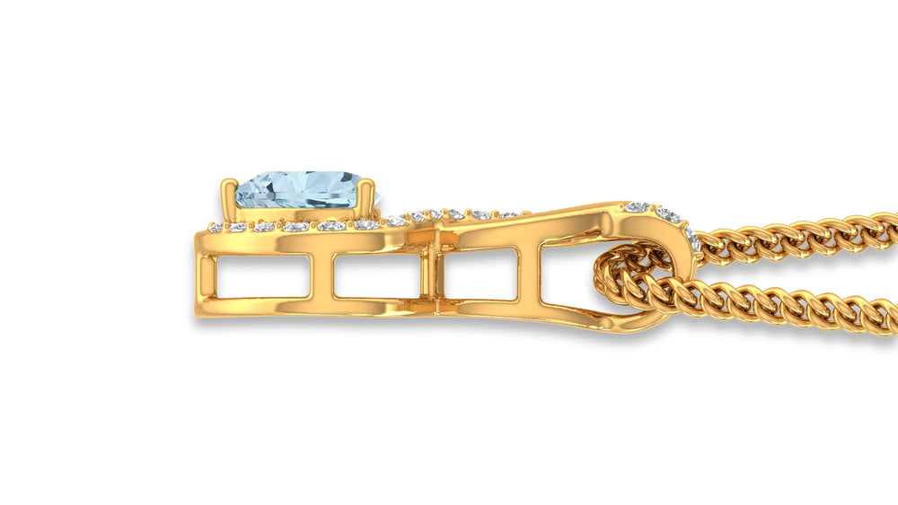 14K Yellow Gold Blue Heart Diamond Pendant