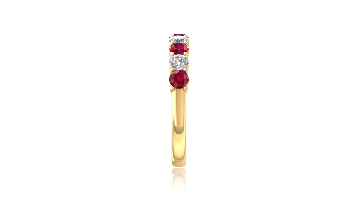 14K Yellow Gold Ruby and Diamond Band Ring