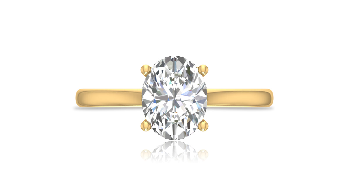 14K Yellow Gold Oval Diamond Solitaire Engagement Ring