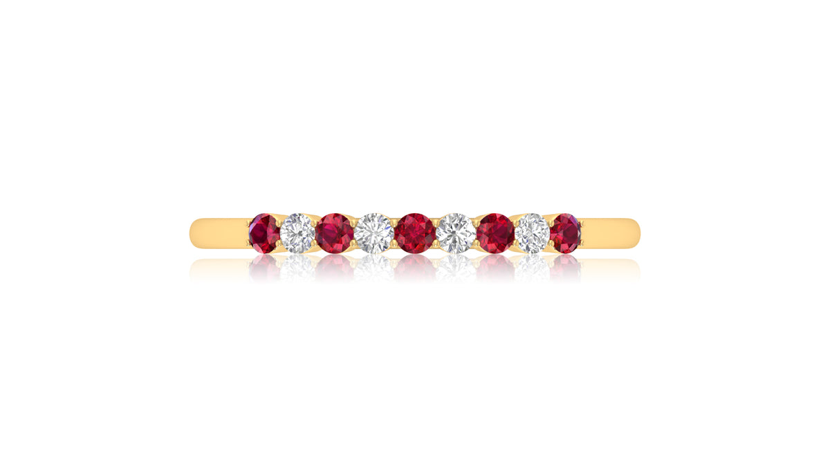 14K Yellow Gold Ruby and Diamond Band Ring