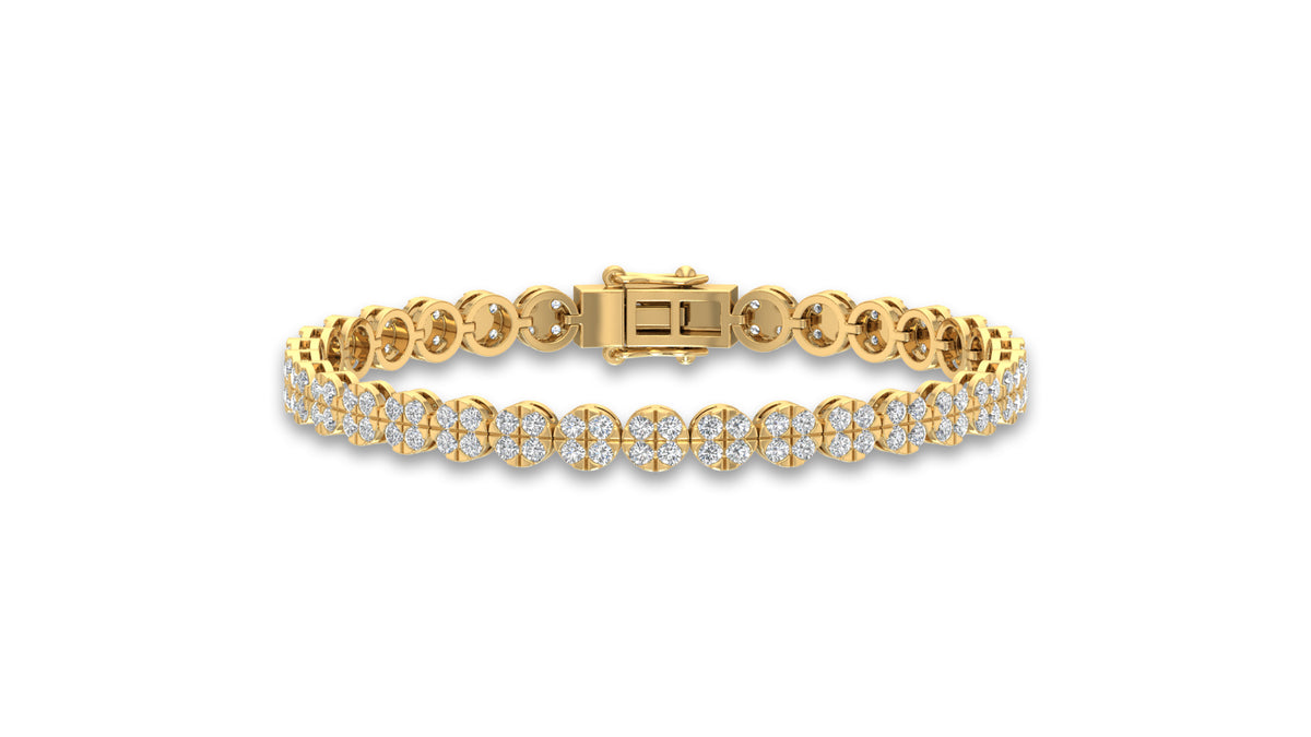 14K Yellow Gold Round Diamond Tennis Bracelet