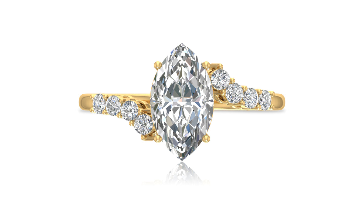 Marquise Diamond Halo Engagement Ring in 14KT Yellow Gold