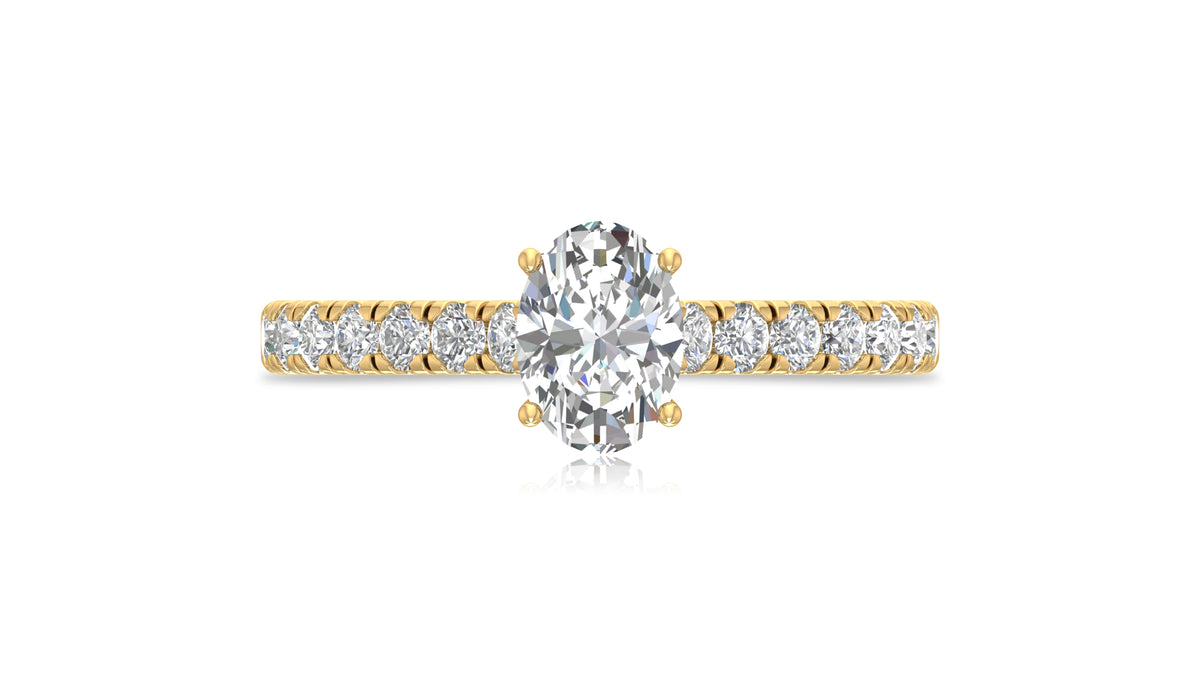 14K Yellow Gold Oval Diamond Solitaire Engagement Ring