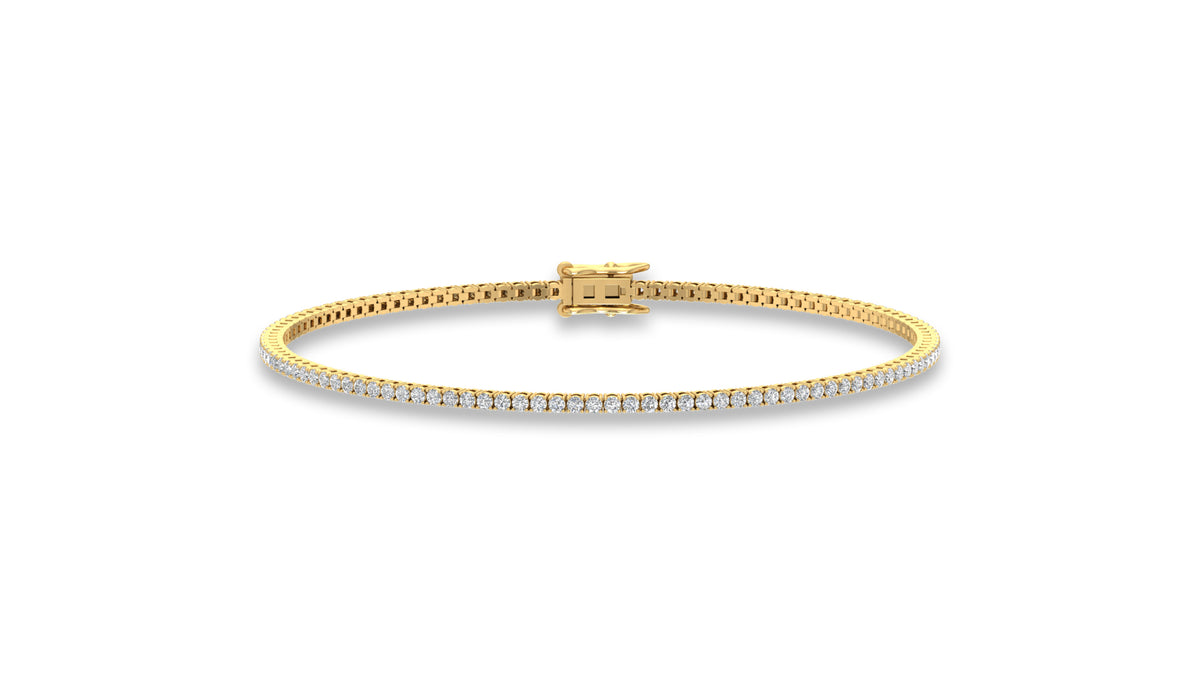 14K Yellow Gold Round Diamond Tennis Bracelet