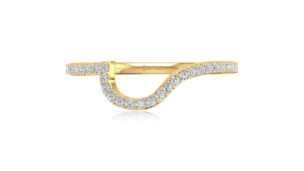14K Yellow Gold Curved Diamond Band Ring