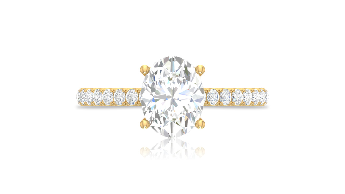 14K Yellow Gold Oval Diamond Engagement Ring