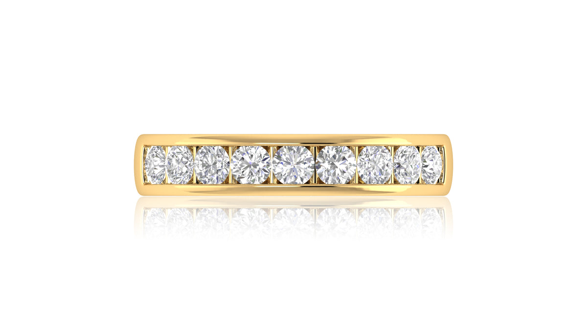14K Yellow Gold Round Diamond Channel Band Ring
