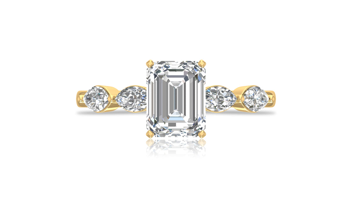14K Yellow Gold Emerald Cut Diamond Engagement Ring