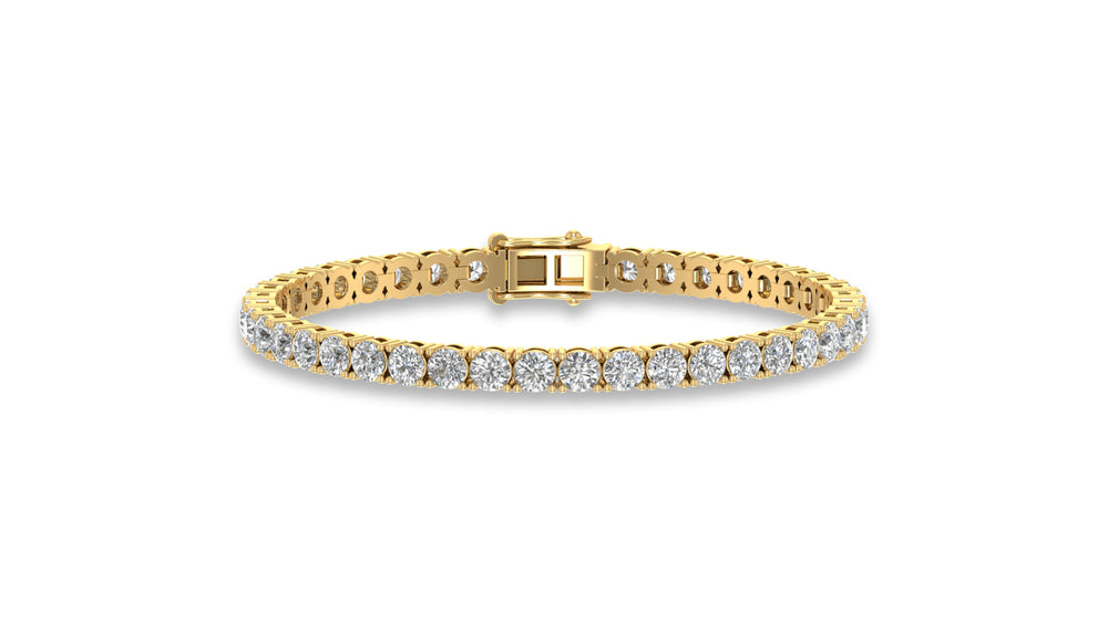 14K Yellow Gold Round Diamond Tennis Bracelet