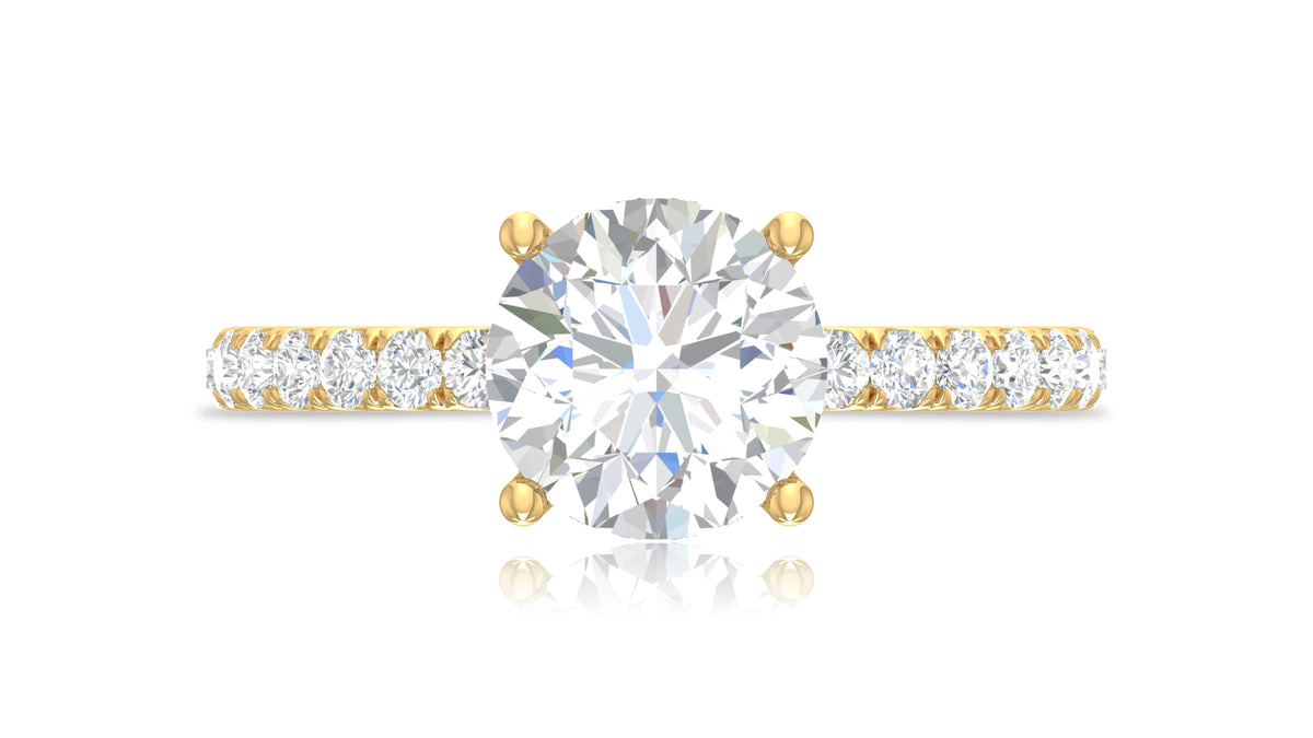 14K Yellow Gold Round Diamond Engagement Ring