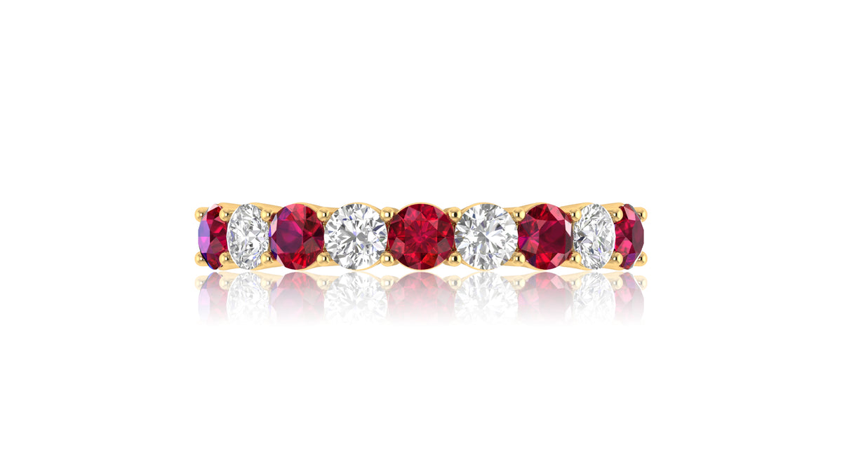 14K Yellow Gold Ruby and Diamond Band Ring