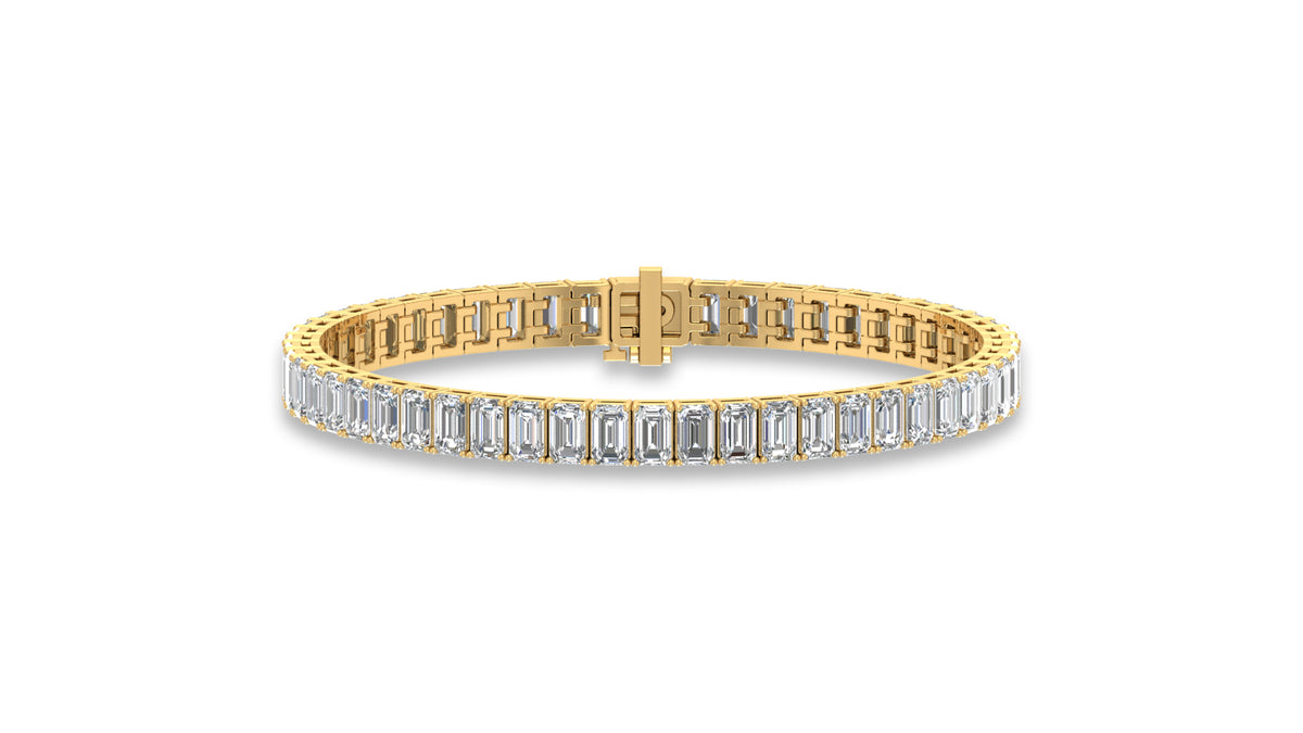14K Yellow Gold Emerald Cut Diamond Tennis Bracelet