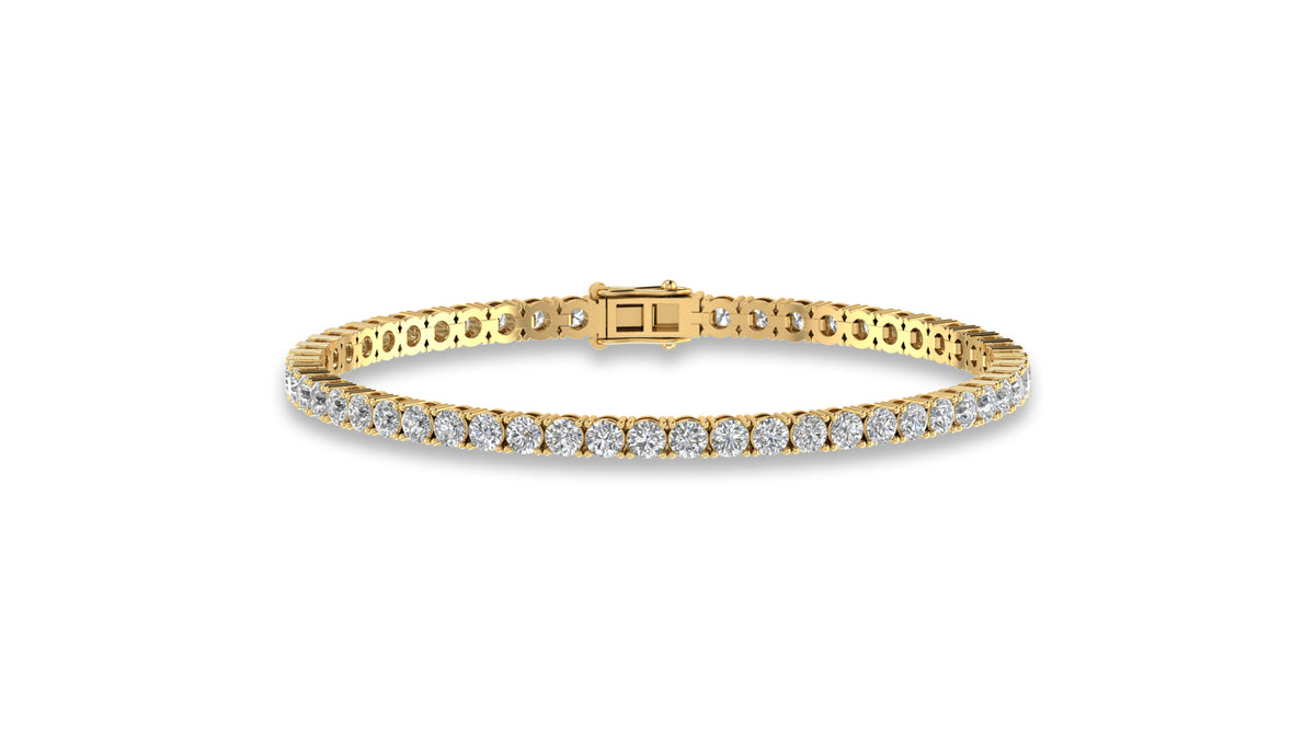14K Yellow Gold Round Diamond Tennis Bracelet