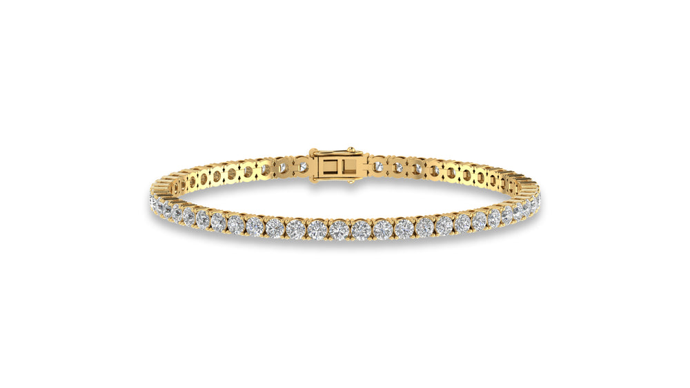 14K Yellow Gold Round Diamond Tennis Bracelet
