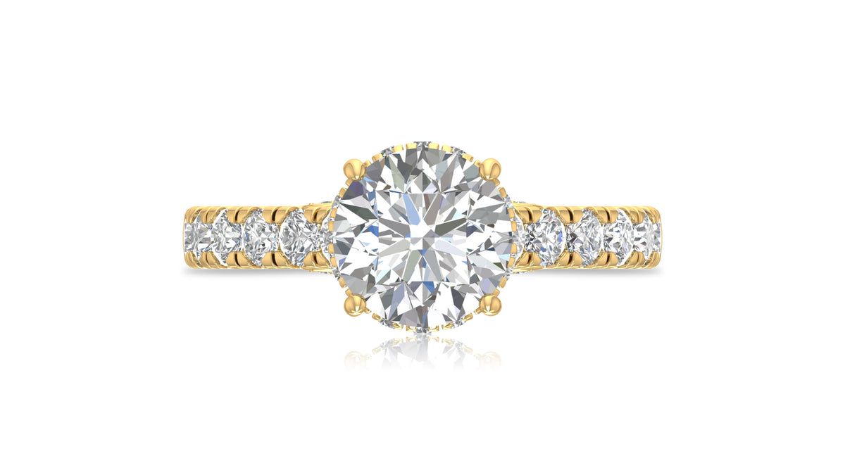 14K Yellow Gold Round Halo Diamond Engagement Ring