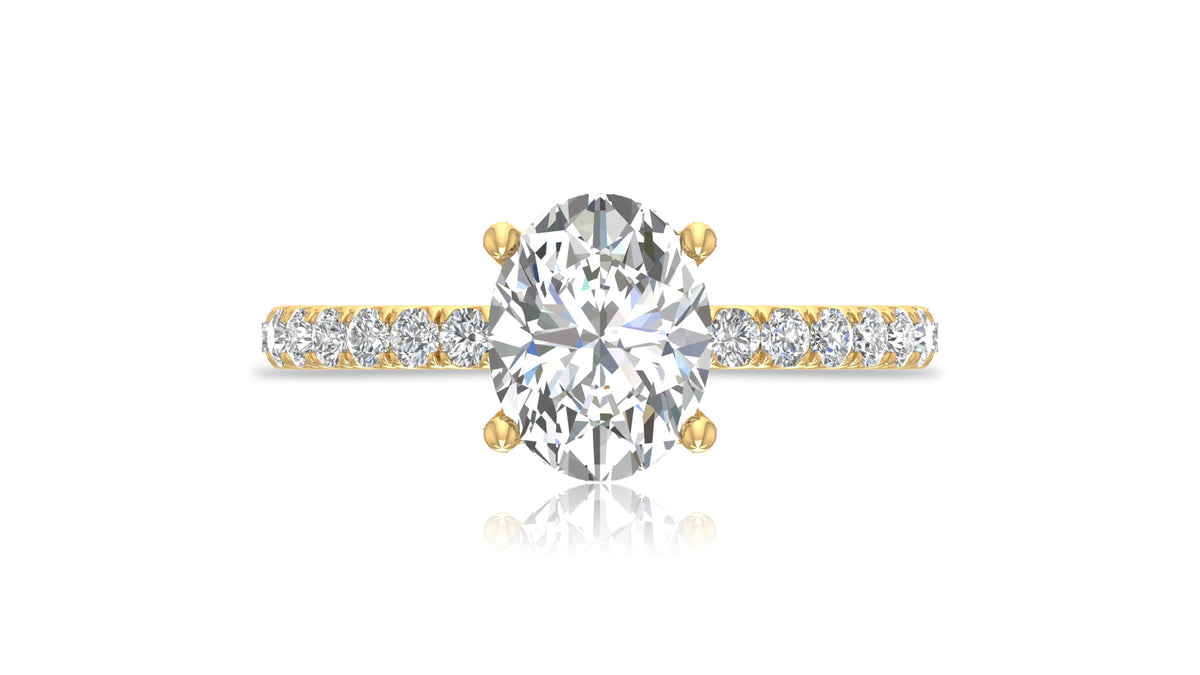 14K Yellow Gold Oval Diamond Engagement Ring