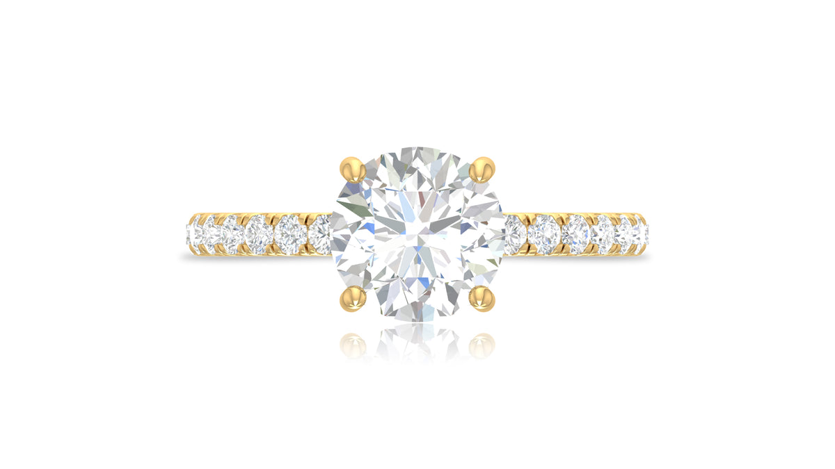 14K Yellow Gold Round Diamond Engagement Ring