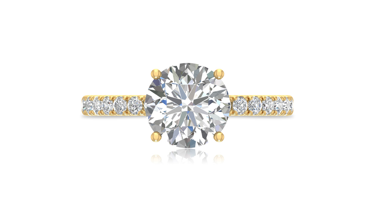 Round Diamond Halo Engagement Ring in 14KT Yellow Gold