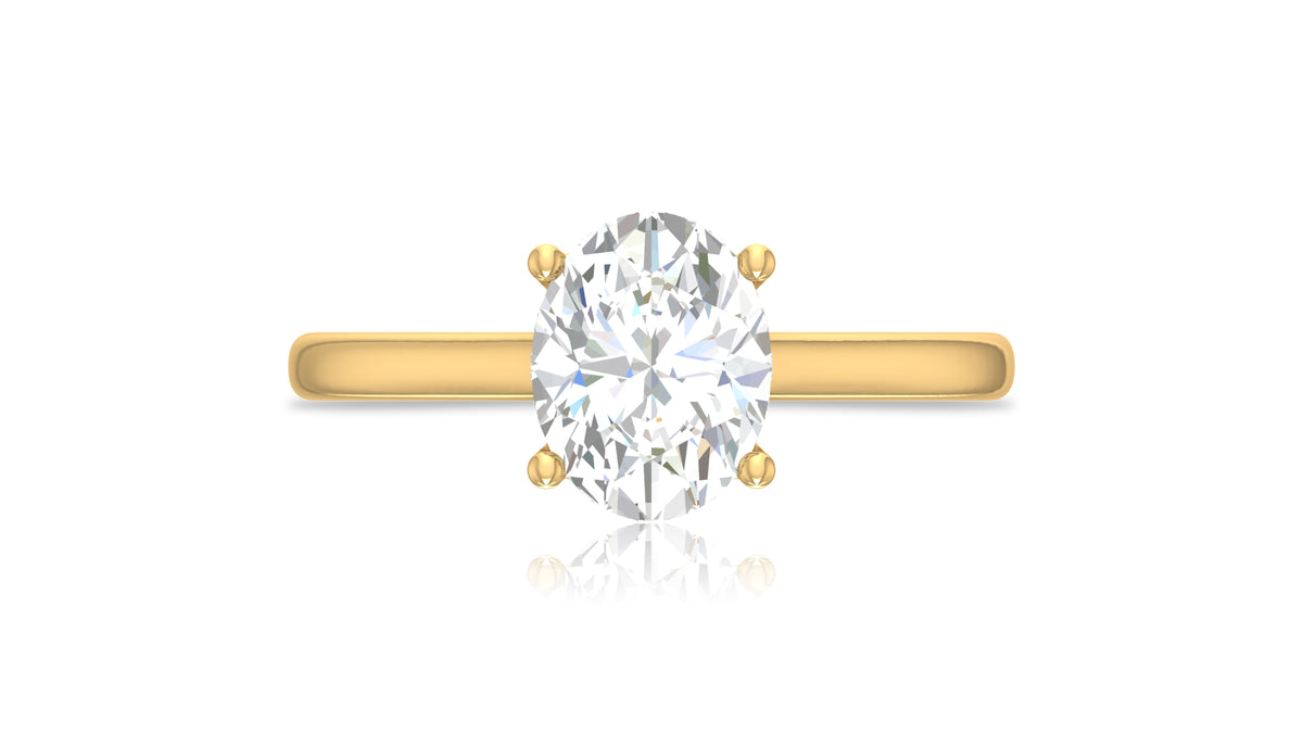 14K Yellow Gold Oval Diamond Engagement Ring