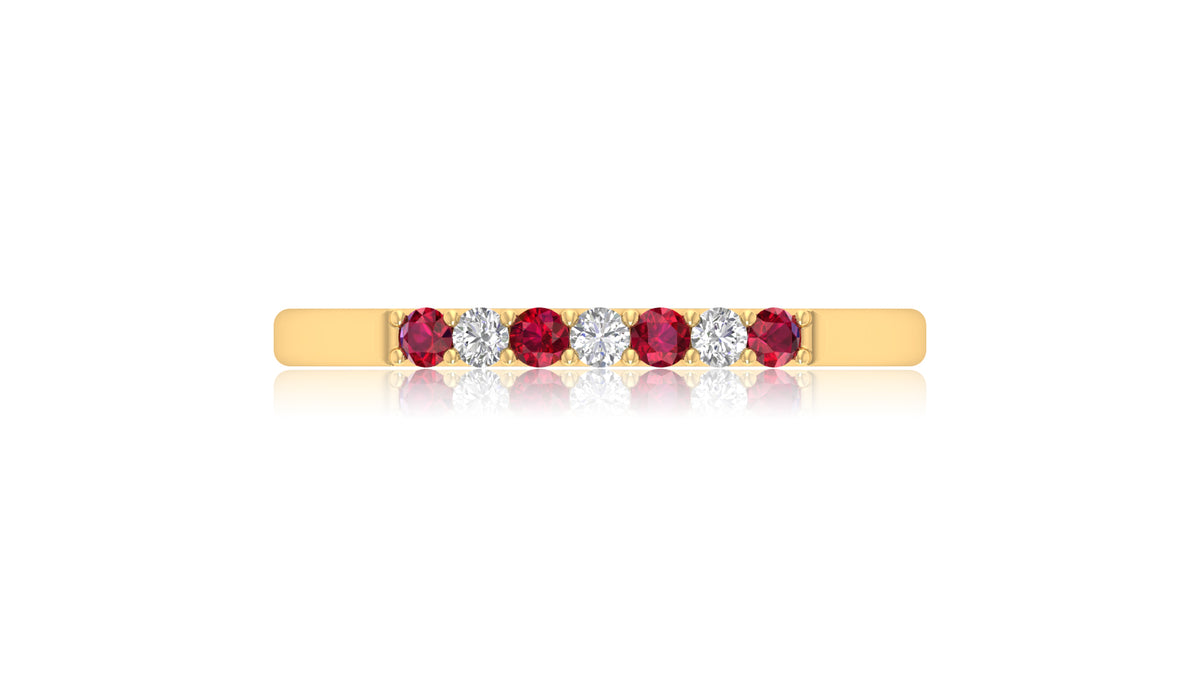 14K Yellow Gold Ruby and Diamond Band Ring