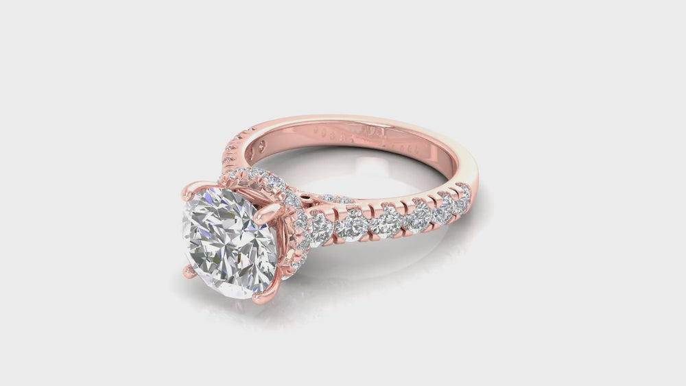 Round Diamond Halo Engagement Ring in 14KT Rose Gold