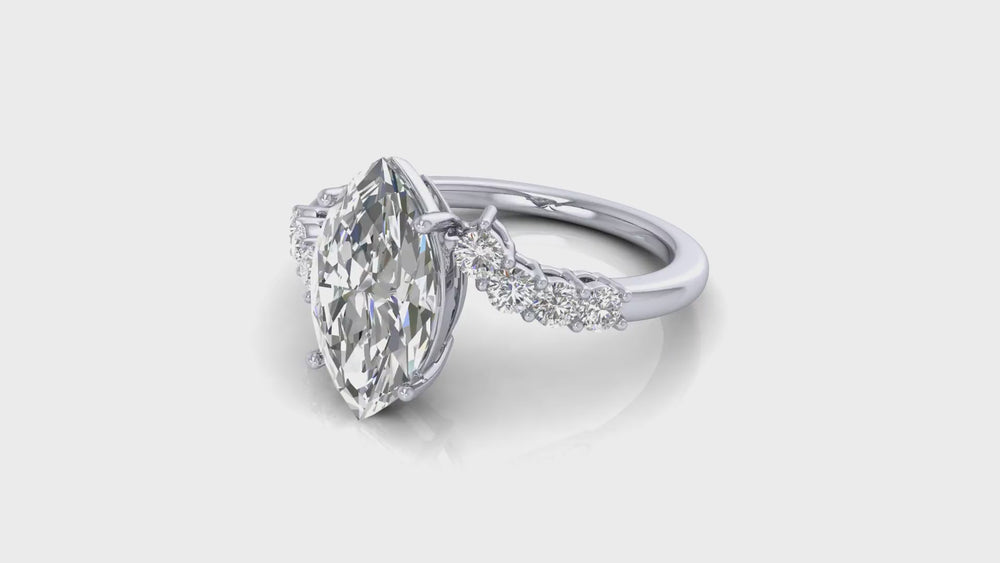 14K White Gold Marquise Diamond Engagement Ring