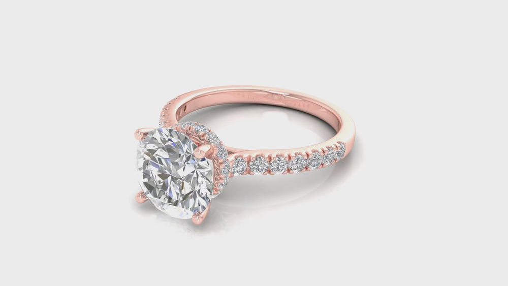 Round Diamond Halo Engagement Ring in 14KT Rose Gold