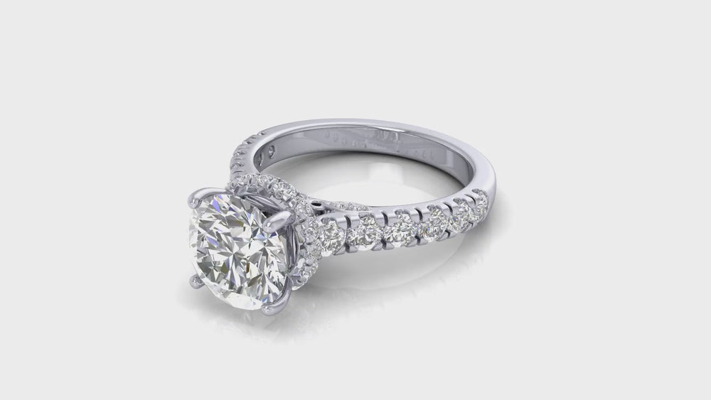 925 Silver Round Halo Diamond Engagement Ring