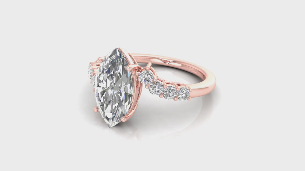 Marquise Diamond Halo Engagement Ring in 14KT Rose Gold