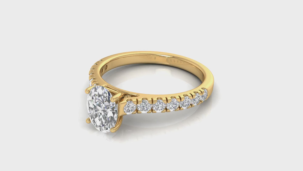 Oval-Cut Diamond Halo Engagement Ring in 14KT Yellow Gold